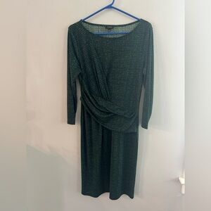 Talbot's Faux Wrap Women’s Dress,‎ Green Print, Size Medium